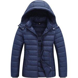 Womens Blue 100% Polyester Lightweight Waterproof Hooded Quilted Puffer Jacket